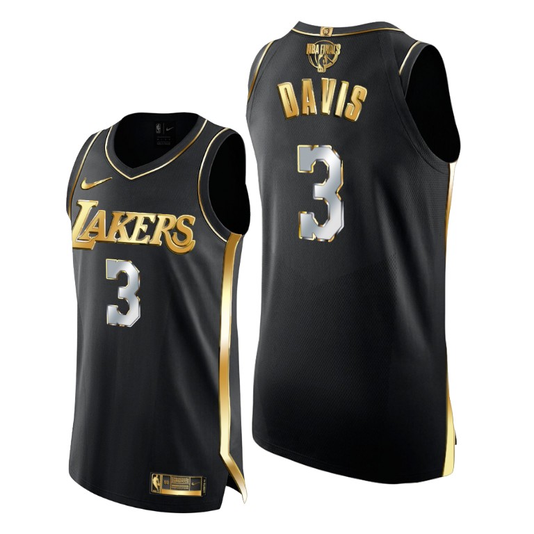 Men's Los Angeles Lakers Anthony Davis #3 NBA 2020-21 Authentic Golden Limited Edition Finals Black Basketball Jersey SWY7483MR